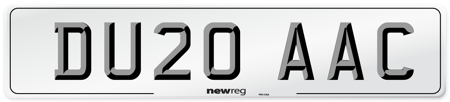 DU20 AAC Number Plate from New Reg